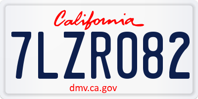 CA license plate 7LZR082