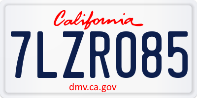 CA license plate 7LZR085