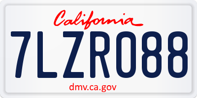 CA license plate 7LZR088