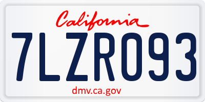 CA license plate 7LZR093