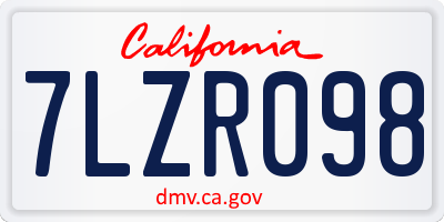 CA license plate 7LZR098