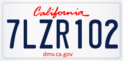 CA license plate 7LZR102