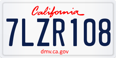 CA license plate 7LZR108