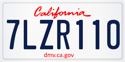 CA license plate 7LZR110