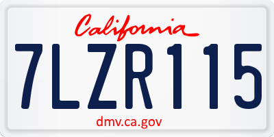 CA license plate 7LZR115