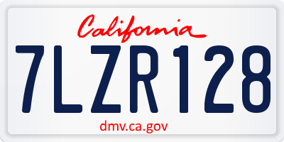 CA license plate 7LZR128