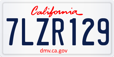 CA license plate 7LZR129