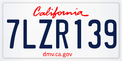 CA license plate 7LZR139