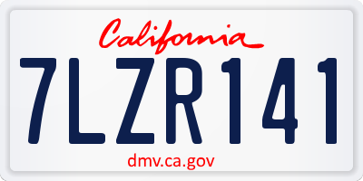 CA license plate 7LZR141