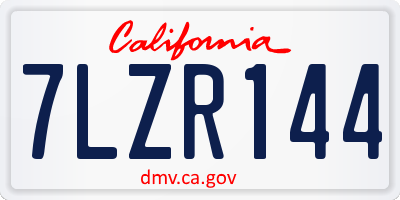 CA license plate 7LZR144