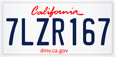 CA license plate 7LZR167