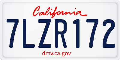 CA license plate 7LZR172