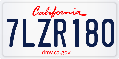 CA license plate 7LZR180