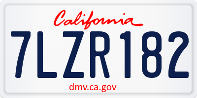 CA license plate 7LZR182