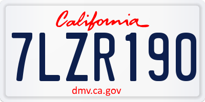 CA license plate 7LZR190