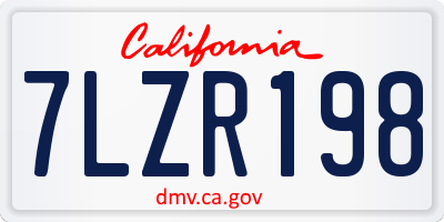 CA license plate 7LZR198
