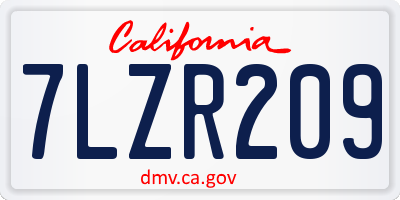 CA license plate 7LZR209