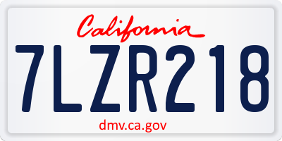 CA license plate 7LZR218
