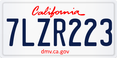 CA license plate 7LZR223