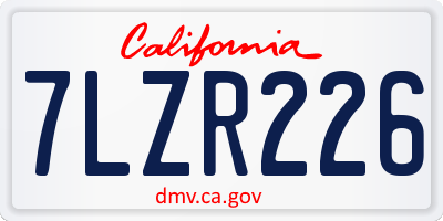 CA license plate 7LZR226