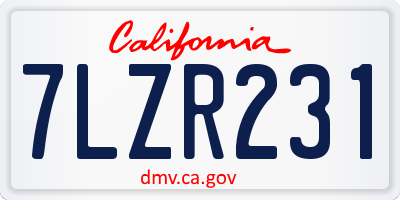 CA license plate 7LZR231