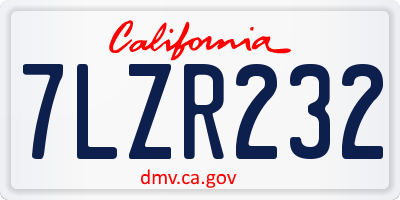 CA license plate 7LZR232