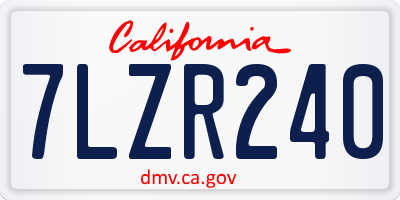 CA license plate 7LZR240