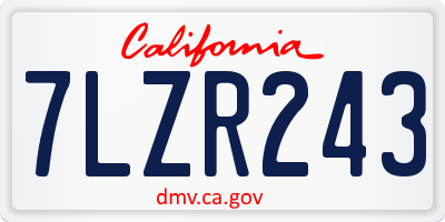 CA license plate 7LZR243