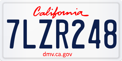 CA license plate 7LZR248