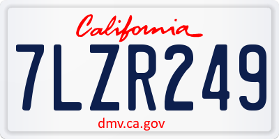CA license plate 7LZR249
