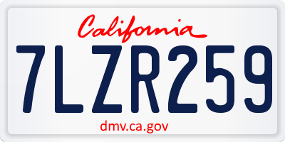 CA license plate 7LZR259
