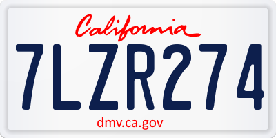 CA license plate 7LZR274
