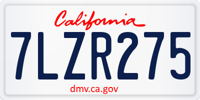 CA license plate 7LZR275