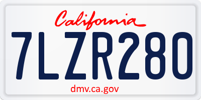 CA license plate 7LZR280