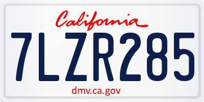 CA license plate 7LZR285
