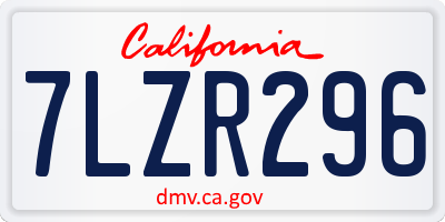 CA license plate 7LZR296