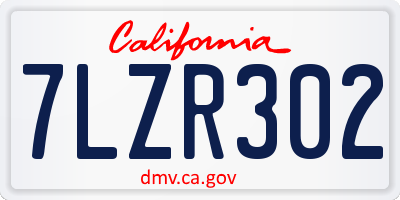 CA license plate 7LZR302