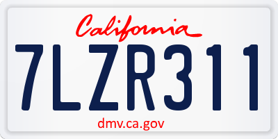 CA license plate 7LZR311