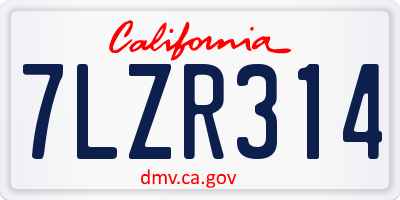 CA license plate 7LZR314