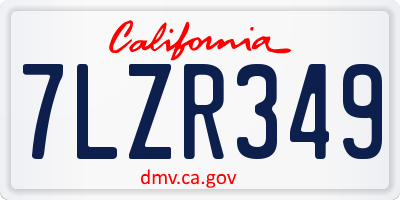 CA license plate 7LZR349