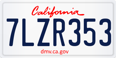 CA license plate 7LZR353