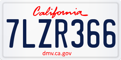 CA license plate 7LZR366