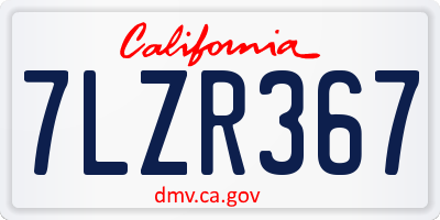CA license plate 7LZR367
