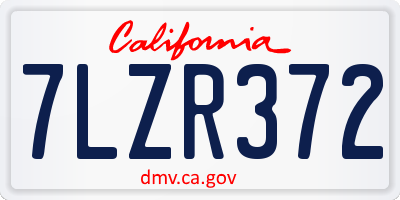 CA license plate 7LZR372