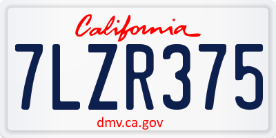 CA license plate 7LZR375