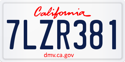 CA license plate 7LZR381