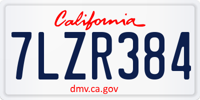 CA license plate 7LZR384