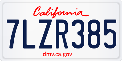 CA license plate 7LZR385