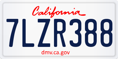 CA license plate 7LZR388