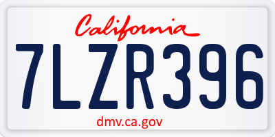 CA license plate 7LZR396